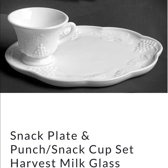 MILK GLASS LUNCHEON PARTY PLATE & PUNCH CUP SET VINTAGE 1950s APPETIZER - Picture 2 of 10
